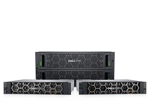 A black and silver dell server on top of a black background.