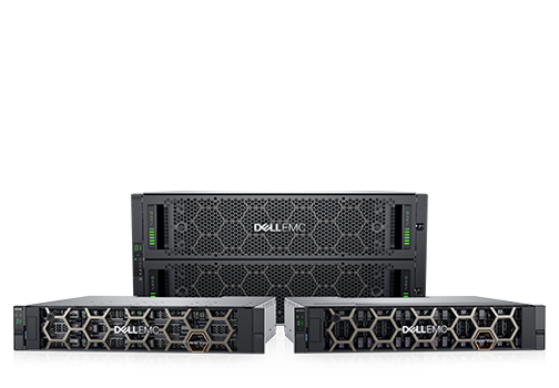 A black and silver dell server on top of a black background.